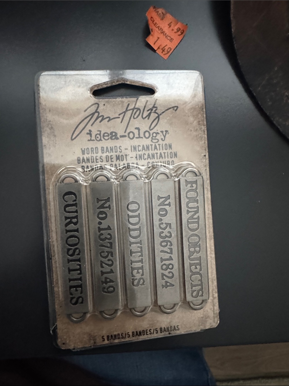 Idea-ology Jim Holtz Silver Word Bands - Curiosities & Found Objects